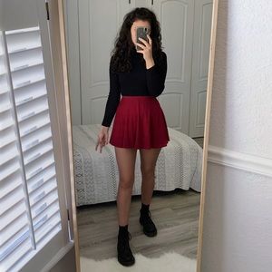 Red Burgundy Skater Circle Skirt Small